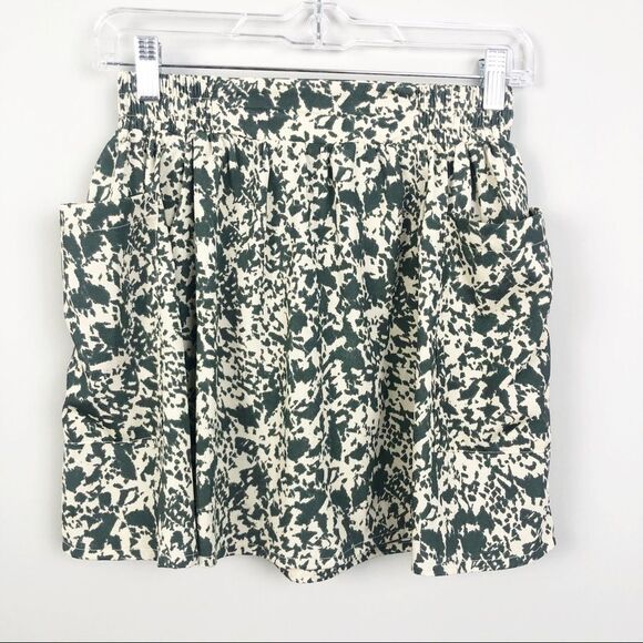 SOUND & MATTER | Green & Tan Abstract Pocketed Mini Skirt Women’s Size X-Small - Picture 1 of 4